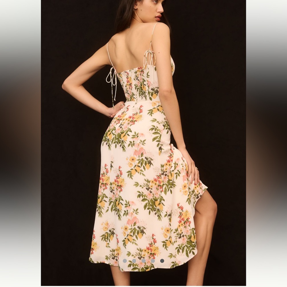 Reformation Cream Floral Spaghetti-Strap Maxi Dress - Picture 4 of 8